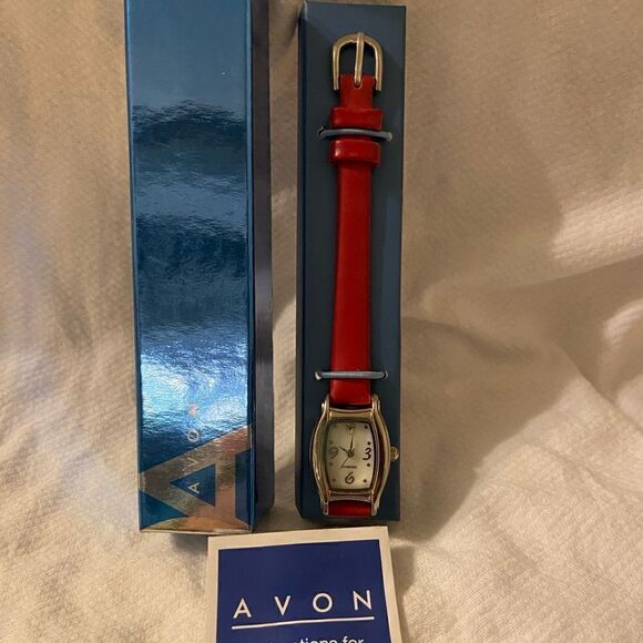 Diamond Accent Watch Mother ofPearl Dial Red Strap - Picture 1 of 4